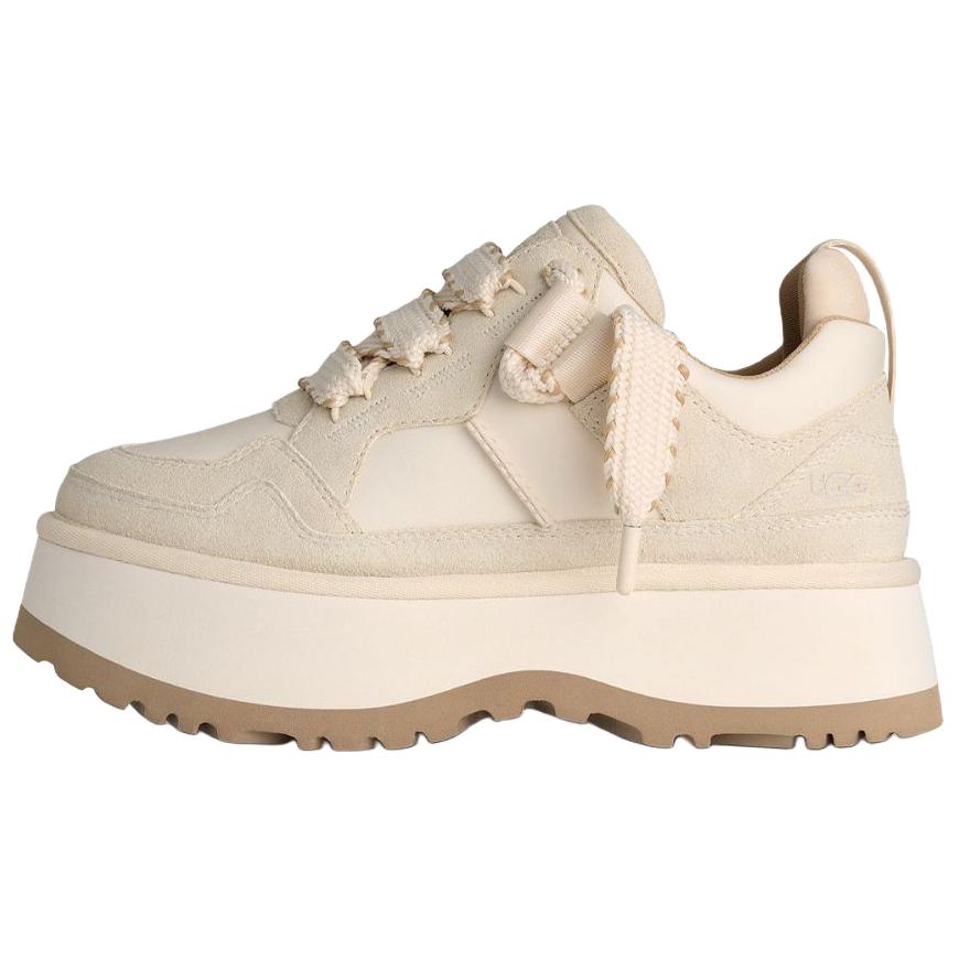 UGG Astromel Mel Leather Round Toe Lace-Up Low-Top Casual Shoes Women Sneaker White 1171541-JSM
