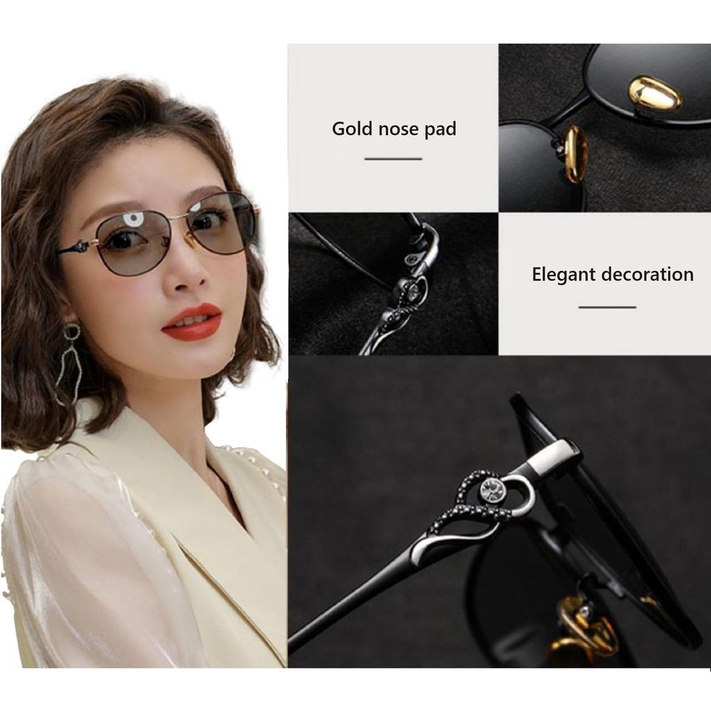 REONAS Polarized Cool and Jeweled UV400 Slimming for and Outdoors Women's Color-Changing Sunglasses, Elegant, Frame, Protection, Face, Driving,