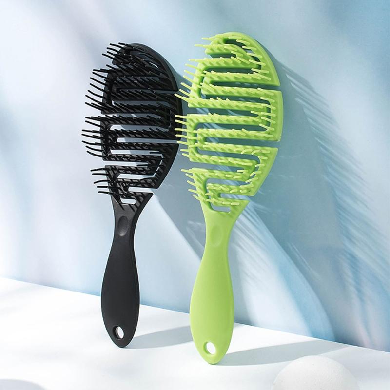 Wet Brush Curved Massage Comb with Flexible Bristles for Wet Hair - Available In Green, Pink, Blue,Purple and Black