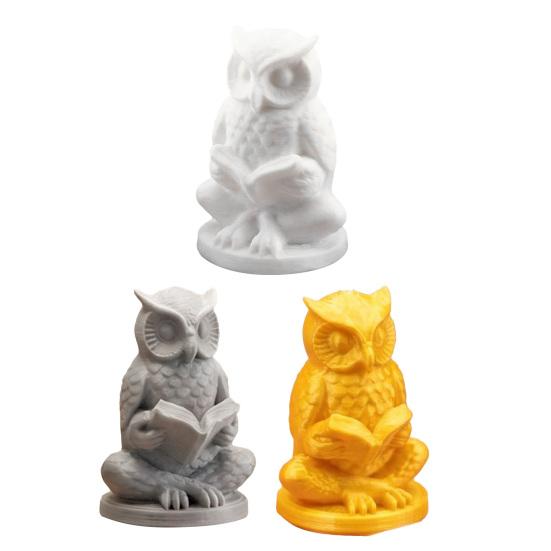 Meditation Owl Figurine 3D Printed Cute Reading Owl Statue Novelty Zen Yoga Animal Sculpture for Office Desktop Shelf Decor