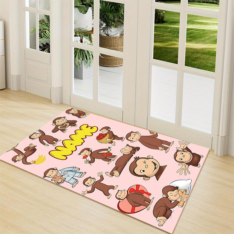 Custom Name Curious Monkey Adventures Carpet Rug Customizable Soft Washable Anti-Slip Home Living Room Sofa Mats Personalized Rug. 0909419