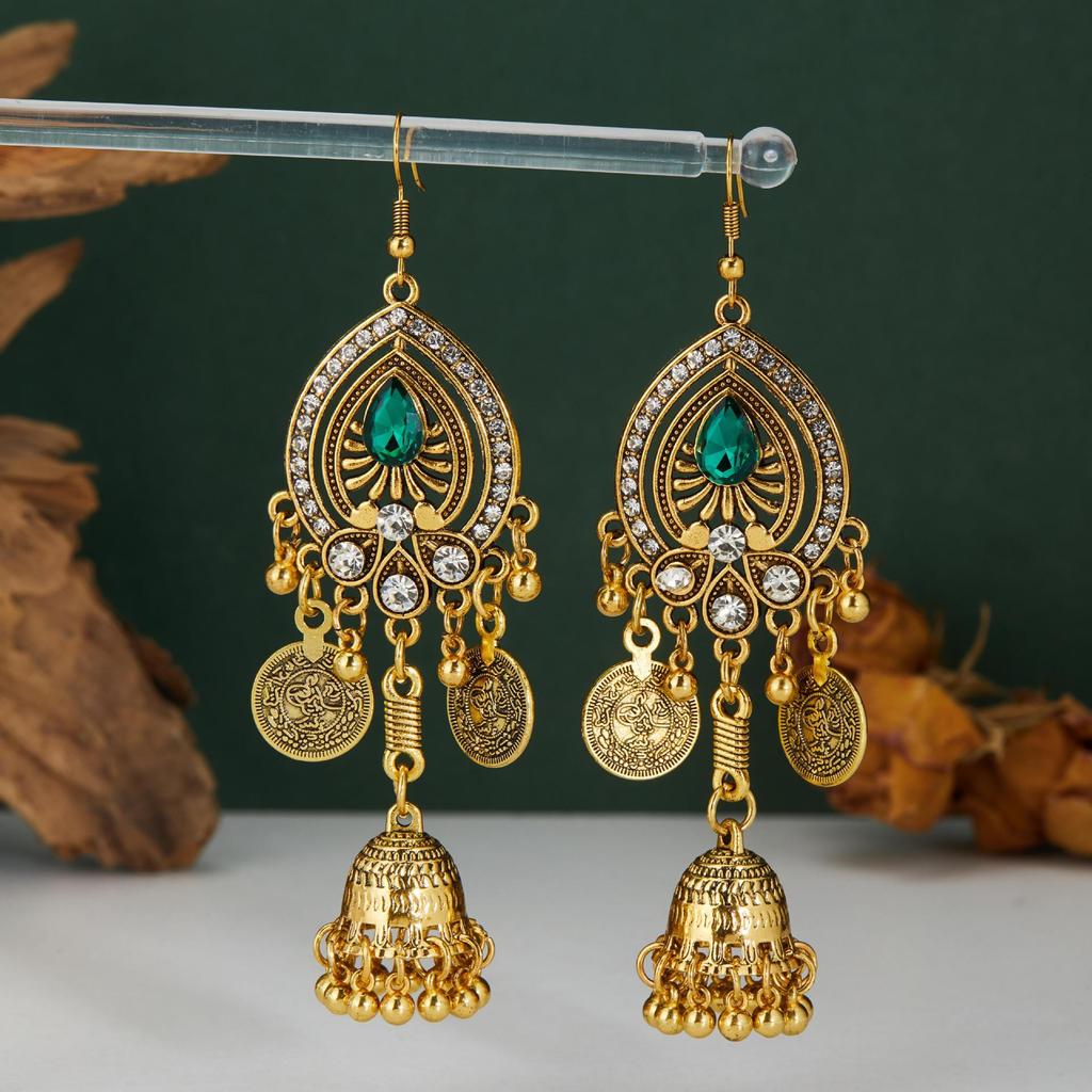 Nepalese Ethnic Tassel Coin & Water Drop Earrings for Women