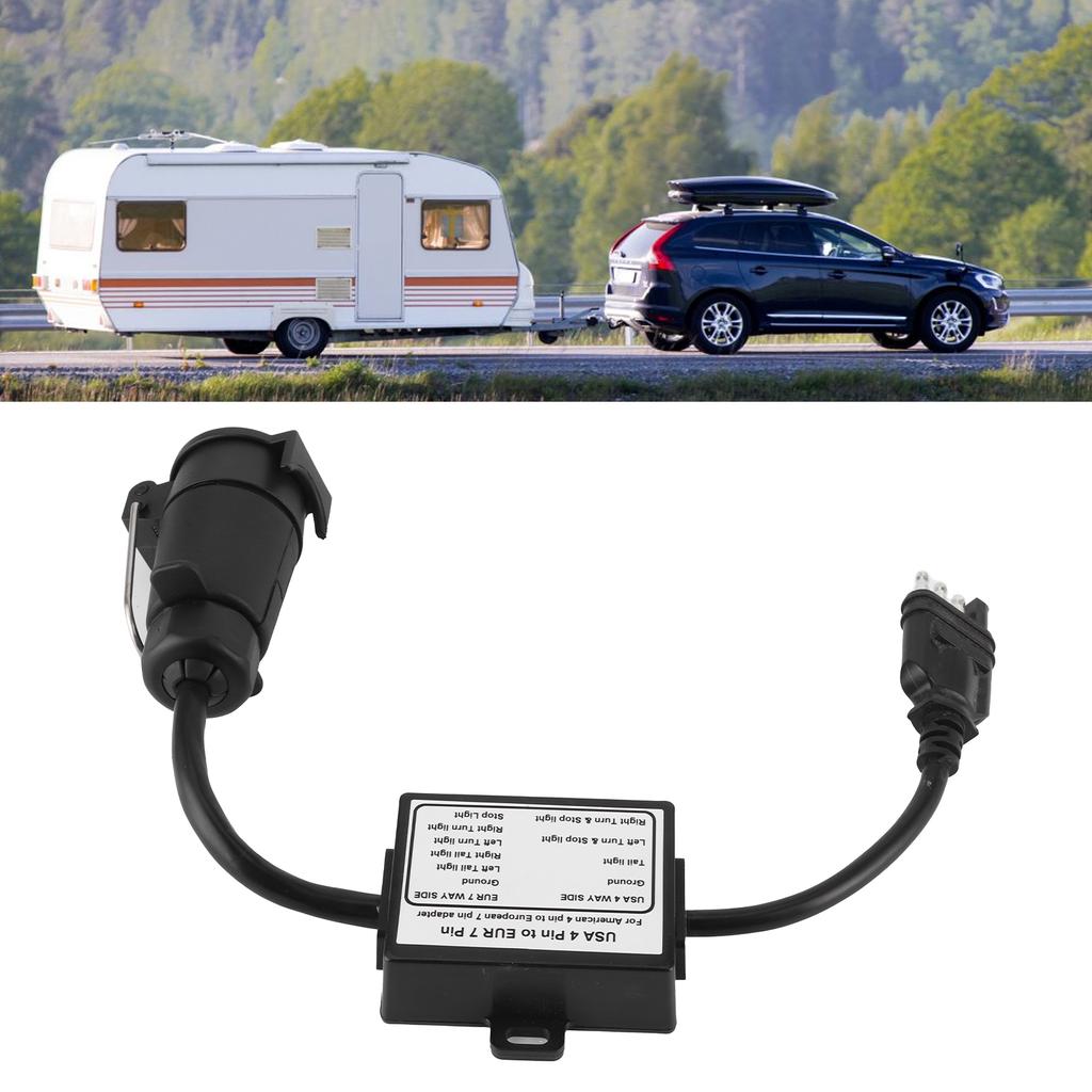 Trailer Connector Light Converter USA 4 Pin To EUR 7 Pin Adapter Stop/Brake Signal Separating