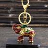 New Design 3D Enamel Elephant Crafts Key Holder Fashion Crystal Animal Bag Pendant Unique Jewelry Gift Bag Charm