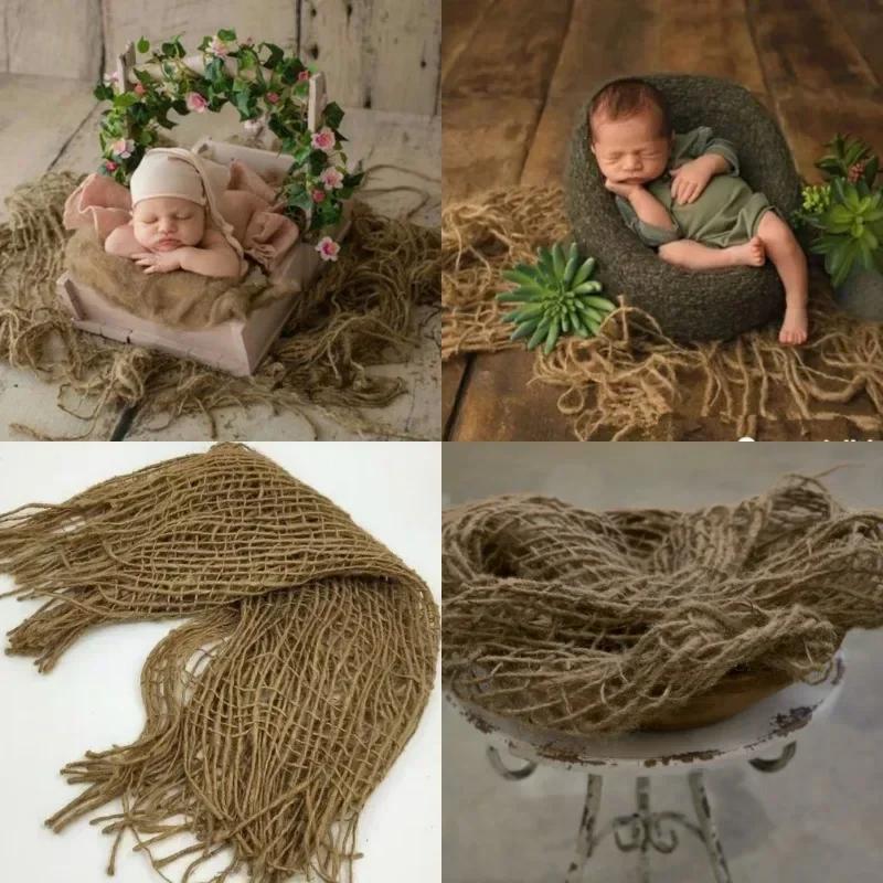 Newborn Photo Shoots Props - Burlap Blanket as Photo Mat & Shooting Pad, Essential Creative Studio Accessories for Babies