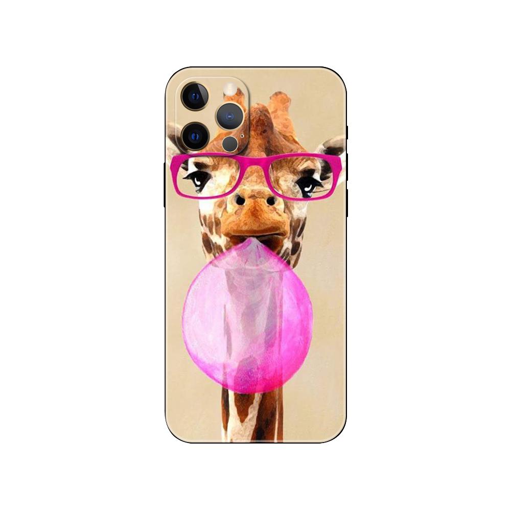 Beautiful Giraffe Animals Phone Case for Iphone 5 5s 2020se 6 6s 7 8 Plus X 10 XR XS 11 12 13 Mini Pro MAX Black Tpu Back Cover