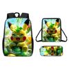 Pattern Backpack Pikachu Shoulder Bag Pencil Case Three Piece Set
