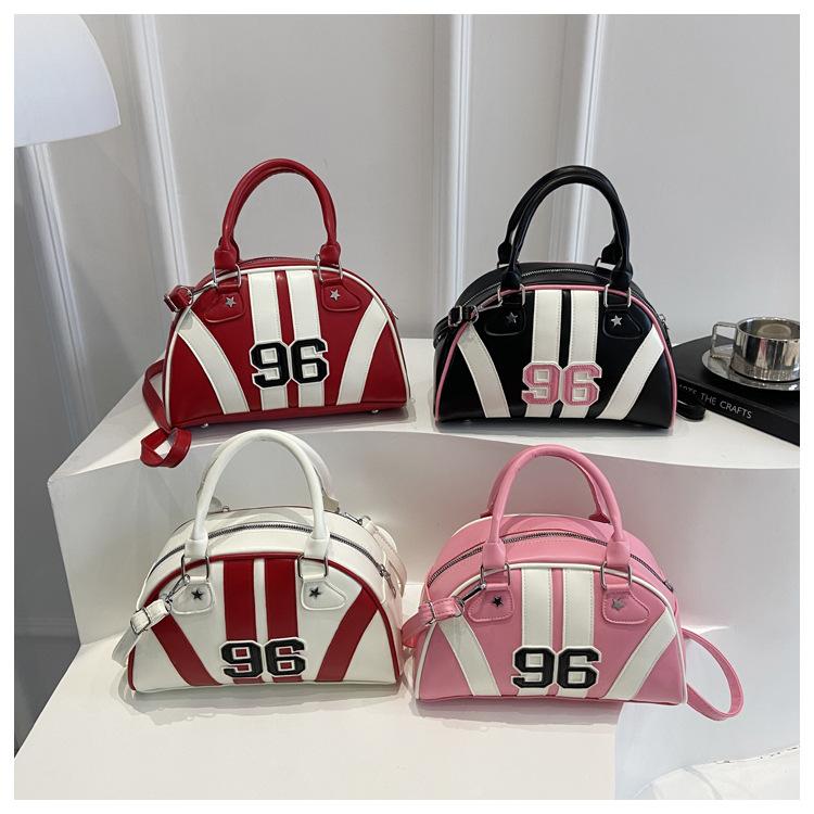 Sac à Bandoulière Rayé Color Block en Similicuir pour Femme Été Nouveau Sac de Soirée Semi-Cercle Sac à Main Sacoche Bowler Tendance