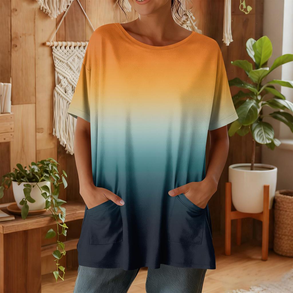 Top casual da donna alla moda a maniche corte con stampa floreale