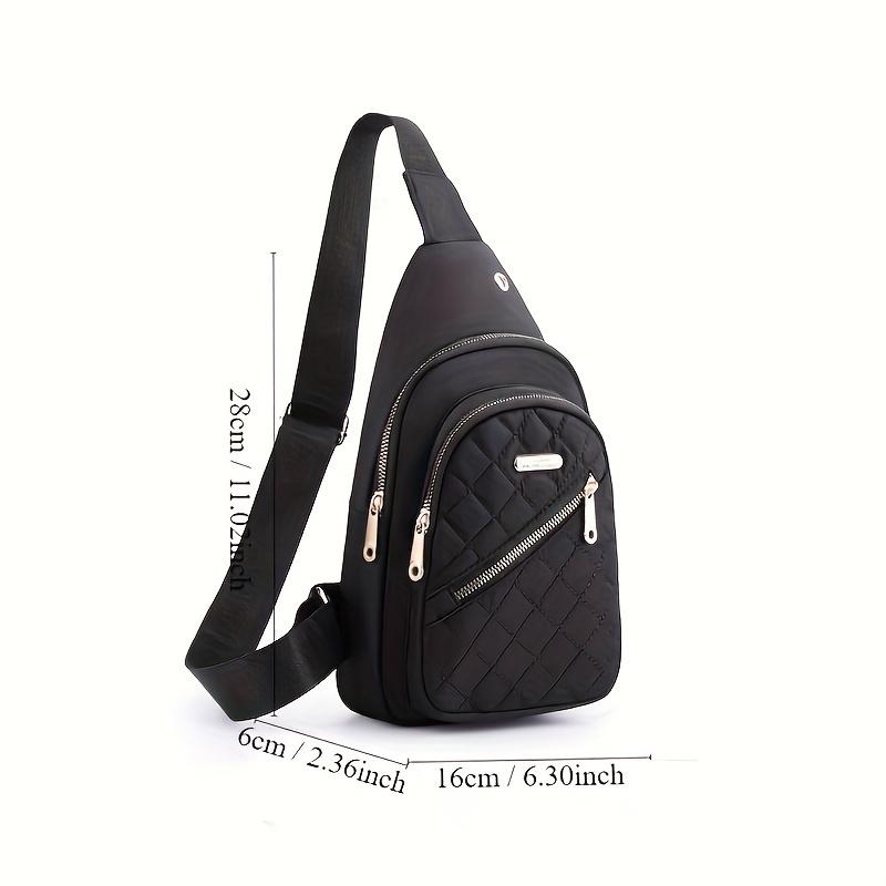 Chic Quilted Shoulder Crossbody Bags For Women Casual Nylon Chest Pack With Multi Layer Storage For Travel Commuting Cycling