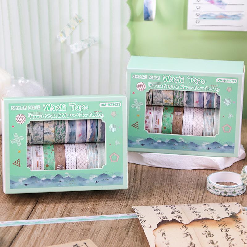 

20 Rolls Retro Basic Notebook Tape Forest-style watercolour