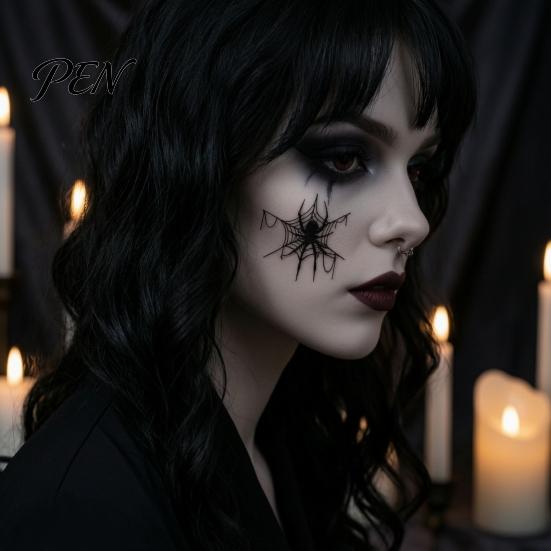 Spooky Bat Pattern Stickers 4Pcs Halloween Spider Tattoo Stickers, 3D Realistic Temporary Body Art Easy To Apply Makeup for Party, Waterproof Fake Web
