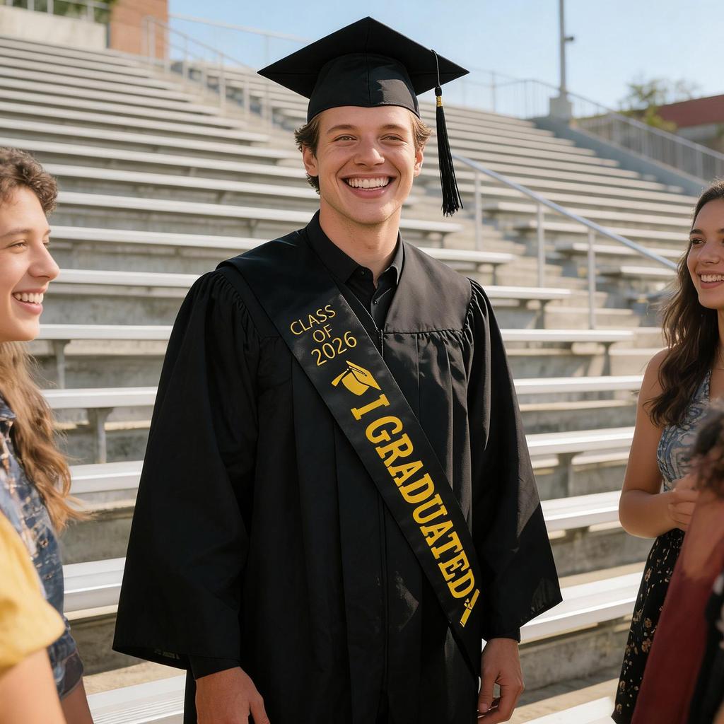 Abschluss Unisex Set Atmungsaktiv 2026 Klassisch Graduierten Partyzubehör Abschlussmütze und Schärpe für Herren Damen Jugend Teenager College