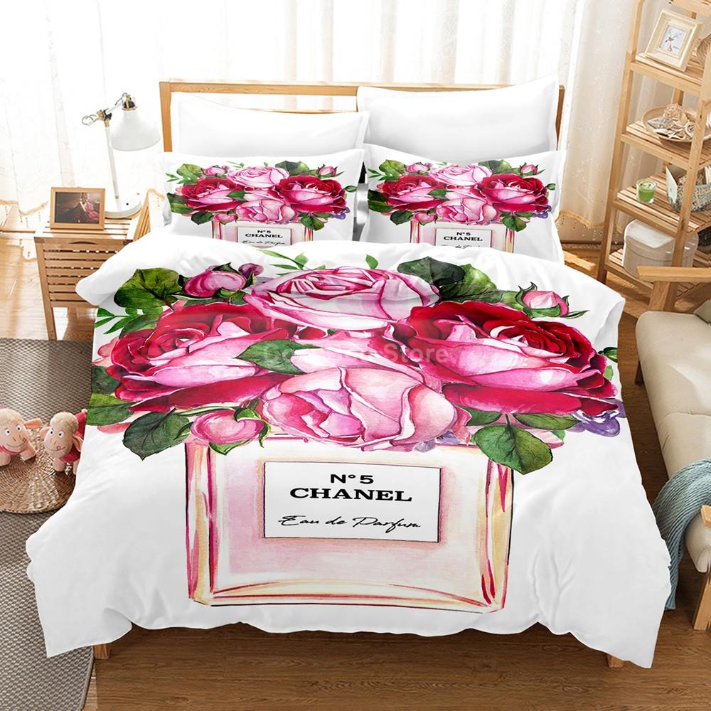 Buy Perfume Rose Bedding Set Flower Pink Duvet Cover Sets Comforter Bed