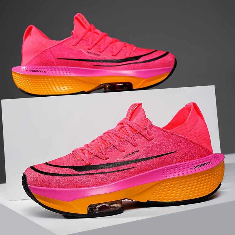 Broken Running Shoes Carbon Plate Professional Marathon Running Shoes Men's and Women's Mesh Air Cushion Shock Absorption Sports Shoes Breathable Sh