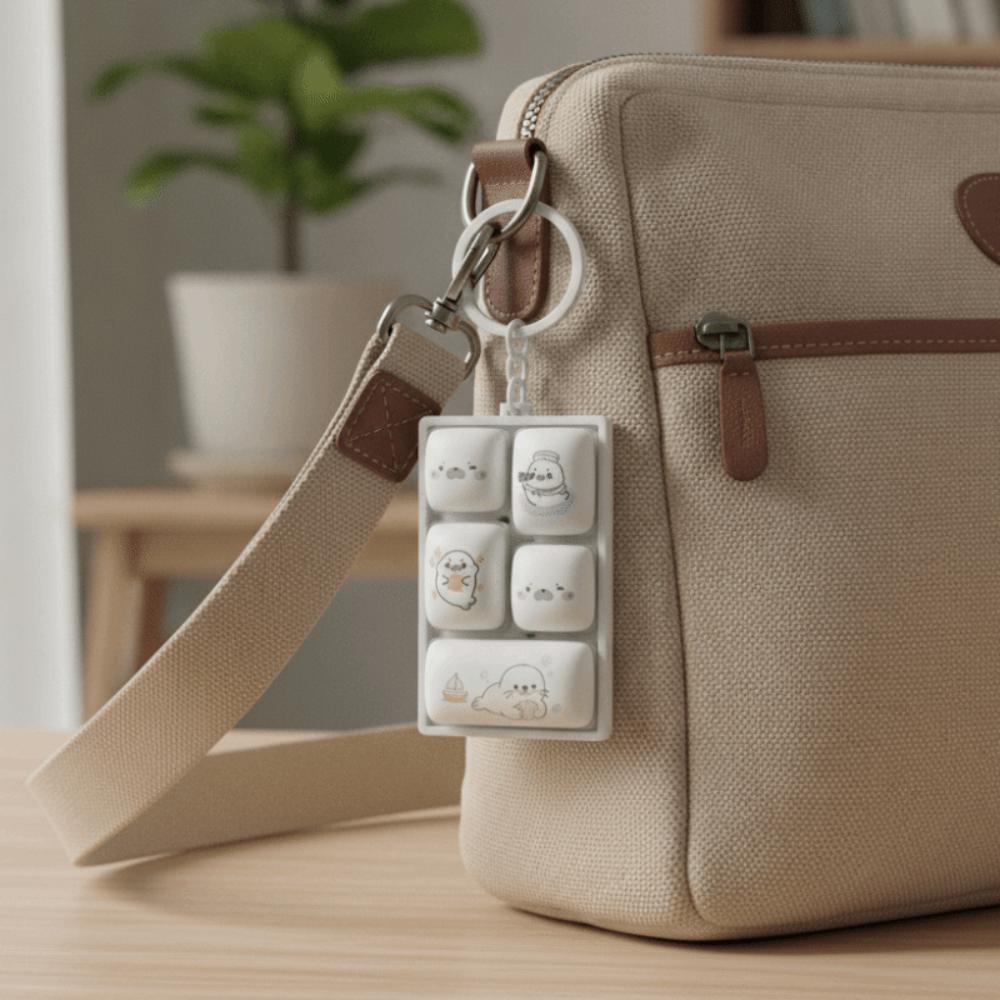 Cute Design Decompression Button Toy Creative Style 5 Keys Fidget Keychain Popular Pendant