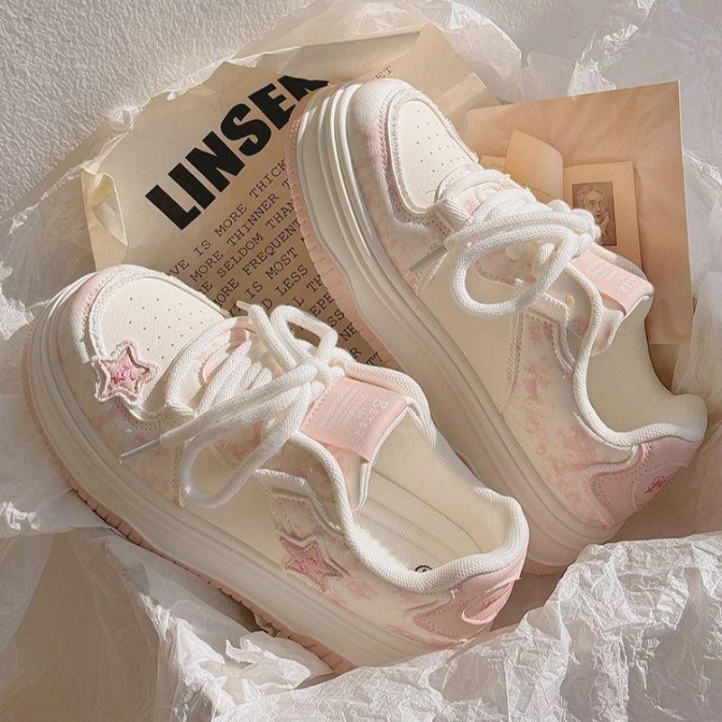 Wasteland Wind Spring and Autumn New Canvas Shoes Pink Shoes Platform Niche Sports Board Shoes