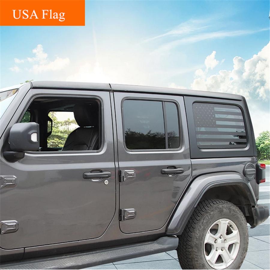 Matte Black American Flag Rear Window Decal For 2018-2022 Jeep Wrangler JL 4Door