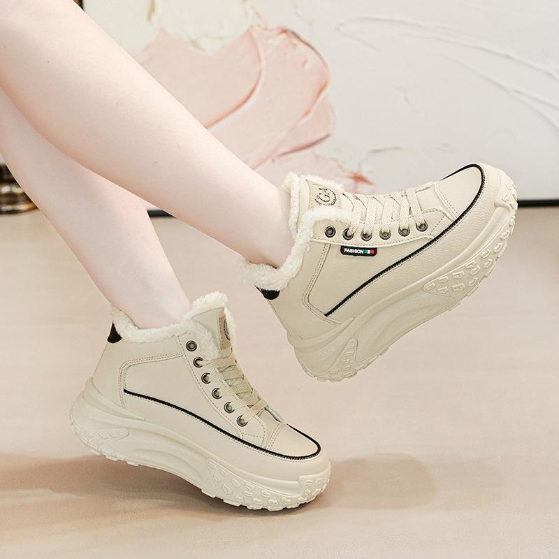 New Winter Velvet Dad Sports Ins Trendy Shoes Student Warm High-top Cotton Shoes Q