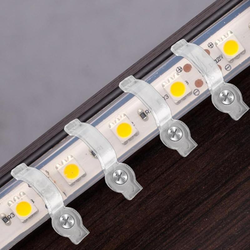 100Pcs Transparency LED Bar Light Mounting Clips With 10mm Wide for Waterproof Light Strips Fixing and Secure Install