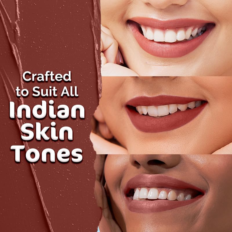 Mamaearth Soft Matte Long Stay Lipstick 3.5 G Pack of 1 12 Hour Moisturizing Waterproof Lip Color Mocha Brown