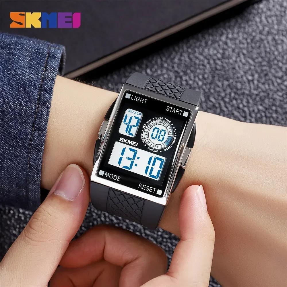 SKMEI 1967 reloj hombre Japan Digital movement Watch Mens military 3Bar Waterproof Countdown LED Light Electronic Wristwatches