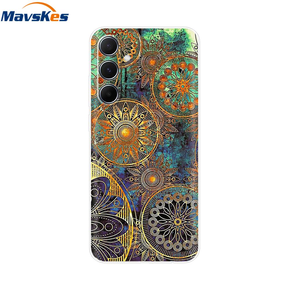 For Samsung Galaxy M35 5G Case Cute Cat Flower Painted Phone Cases For Samsung M35 Case M 35 SM-M356B Silicone Clear TPU Fundas