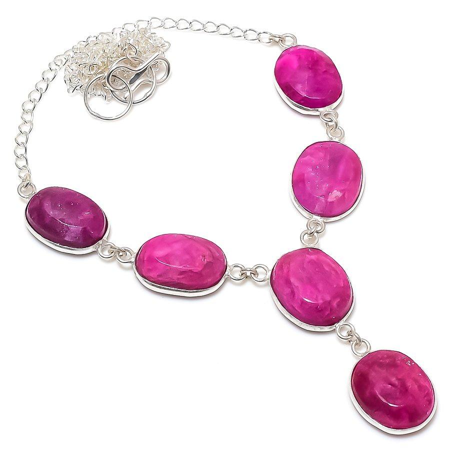 

Ruby(Simulated) Gemstone Handmade Christmas Gift Jewelry Necklace 18 j7h81