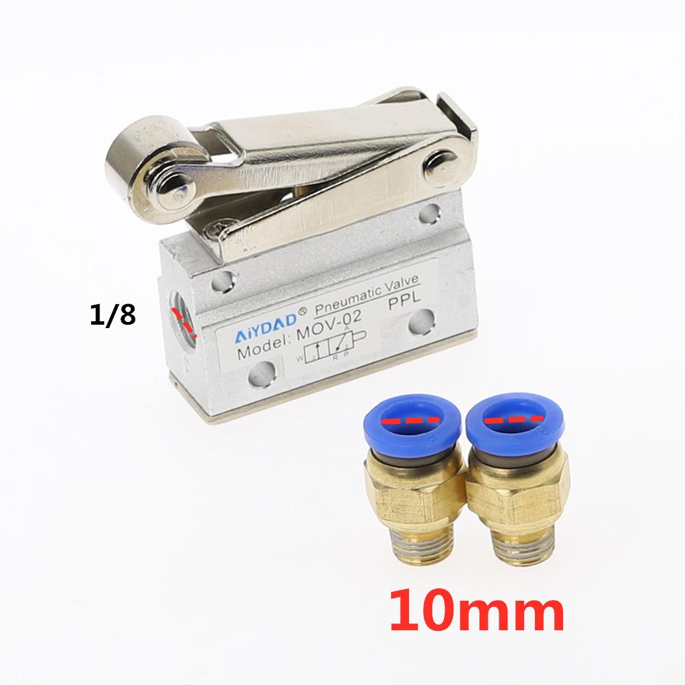 MOV-02 PT 1/8"Female Thread 3 Position 2 Way Pneumatic Mechanical Valve MOV-321 Reversing Valve Roller Hand Manual Valves