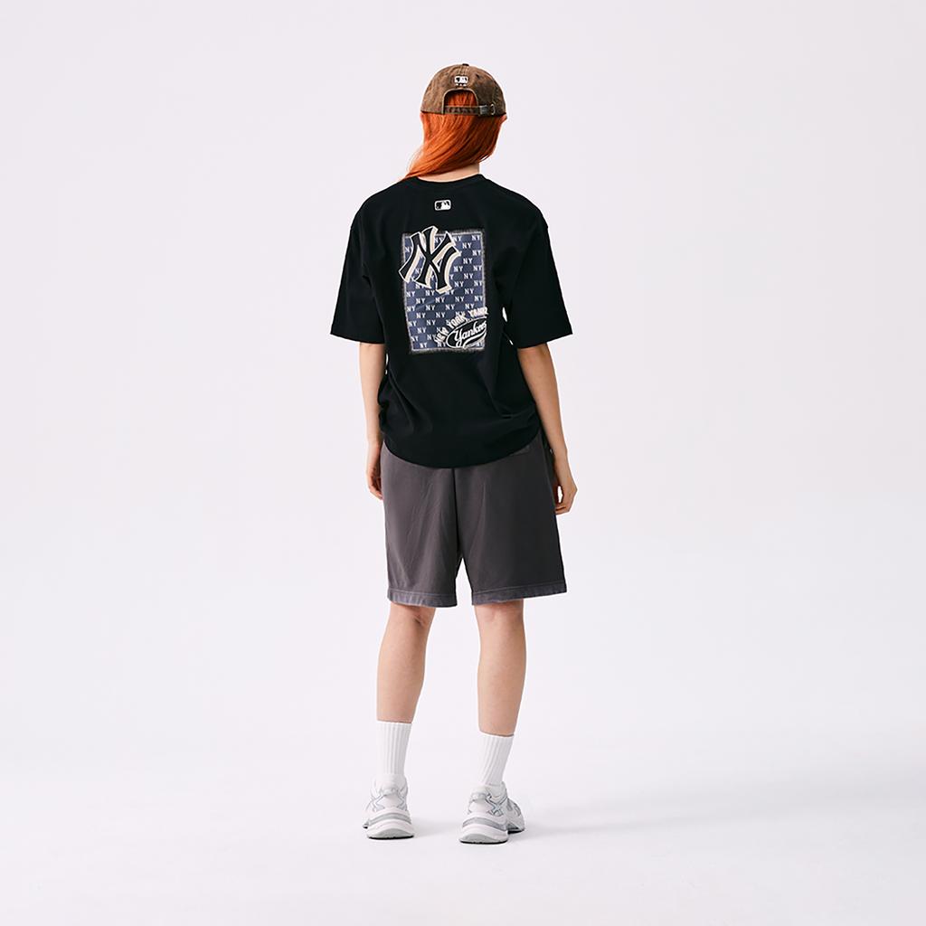New MLB New York Yankees Old Flower SS25 T Shirt Unisex Black 3ATSM2153-50BKS