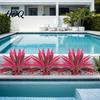 Vibrant Artificial Ferns Large Realistic Fern Dragon's Blood Tree Plants with Pink/Purple Leaves Outdoor Fake UV Resistant for Garden Patio
