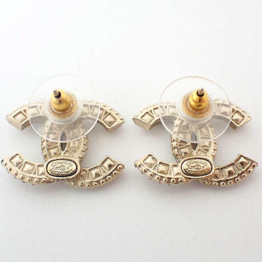 [Pre-owned] CHANEL Coco Mark Rhinestone Earrings/j55-47