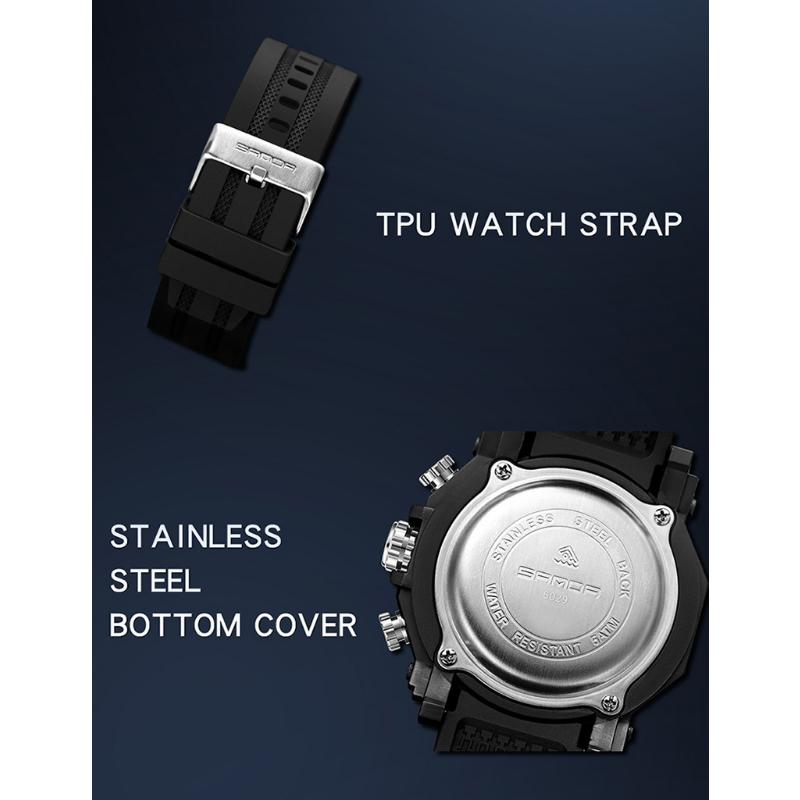 SANDA Nuevos Relojes para Hombres Moda Tendencia Reloj electrónico Juvenil Reloj de Anillo de Acero Multifuncional