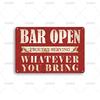 Vintage Metal Tin Sign Bar Open Proudly Serving Poster Metal Signs for Man Cave Garage Farm Bar Garden Home Wall Decor Plaque
