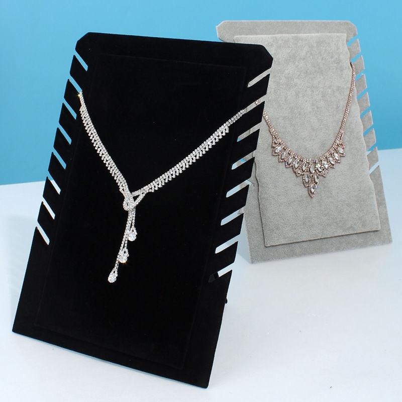 1pc, 8-bit velvet necklace display rack, color divided into: black, gray.