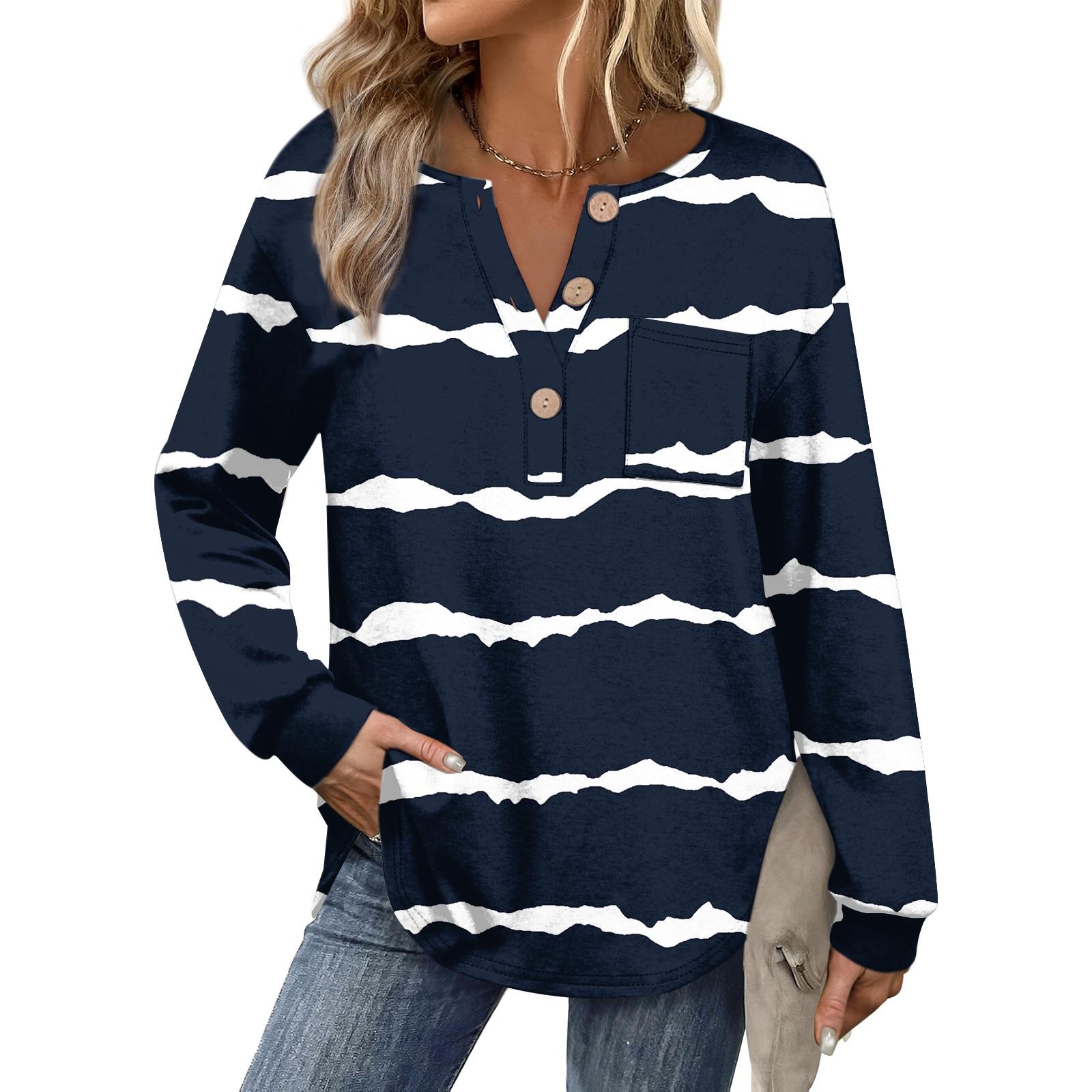 

Женский модный топ с длинными рукавами в стиле ретро с принтом M синий