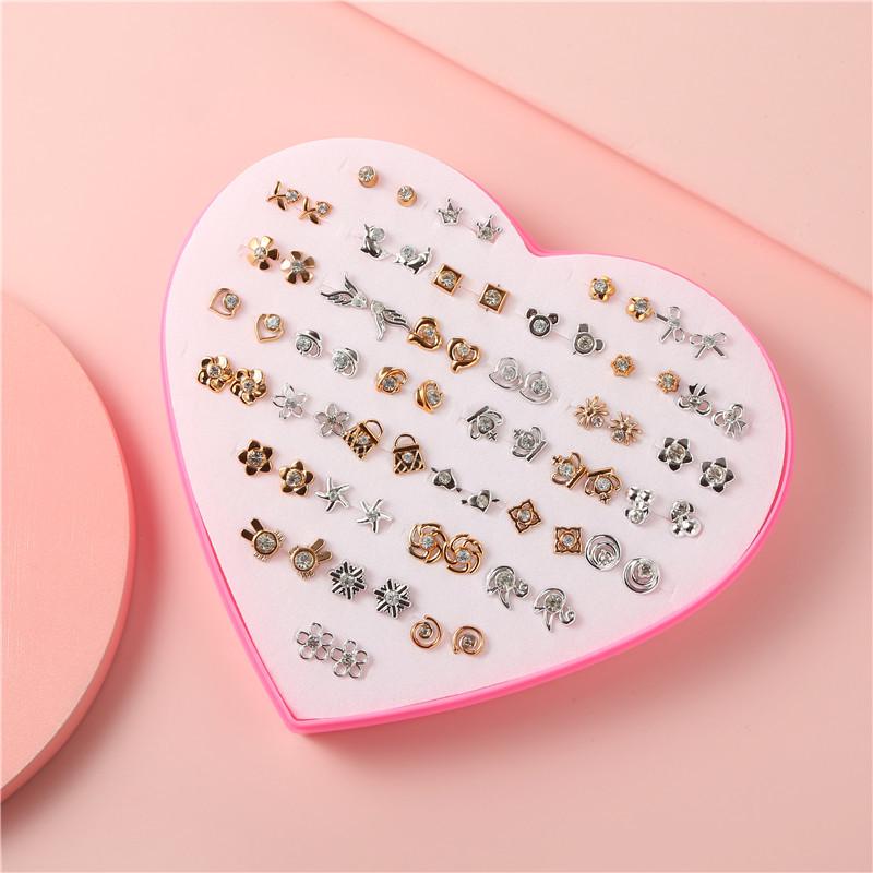 36 Pairs Non-allergenic Heart Box Earring Set - Fashionable, Non-repeating Designs for Women and Best Friends.
