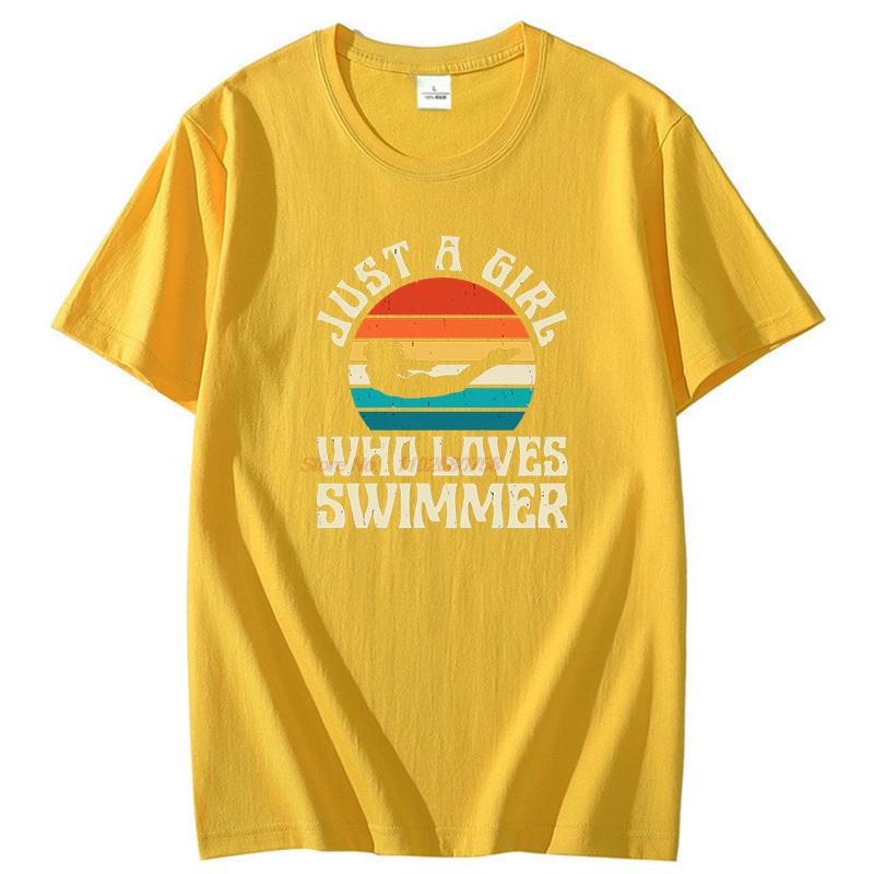 Summer Cotton Short Sleeve Tshirts Funny Swimmer Sport Vintage Swimming Graphic T Shirts Tees Tops Casual Unisex Print T Shirt