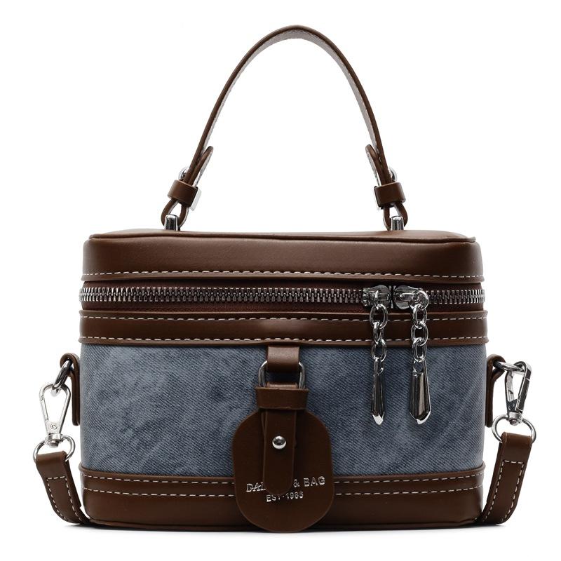 

Трендовая оптовая нишевая личность контрастные цвета модная портативная сумка-коробка корейская версия универсальная повседневная дорожная ветрозащитная сумка-мессенджер женская сумка джинсовый синий