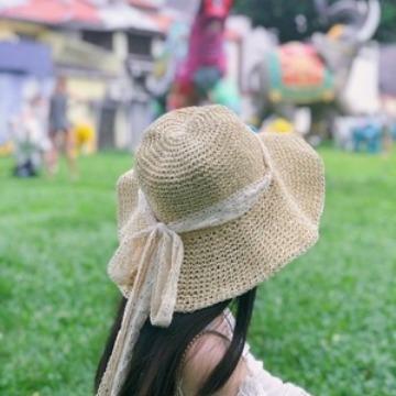 Sun Hat Children Summer Lace-up Straw Hat Chic Small Fresh Hand-woven Summer Beach Hat