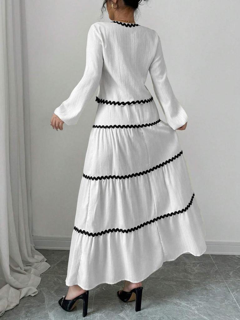 Elegantes Damen-Urlaubs-Stil Langarm Schnür-Rock-Set
