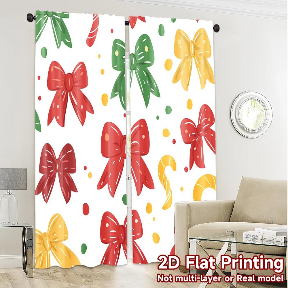 Set aus 2 Vorhängen Weihnachtsschleifen Bänder Geschenk Beliebt Stoff Art Deco Festlich Transparent Hergestellt Polyester Maschinenwaschbar