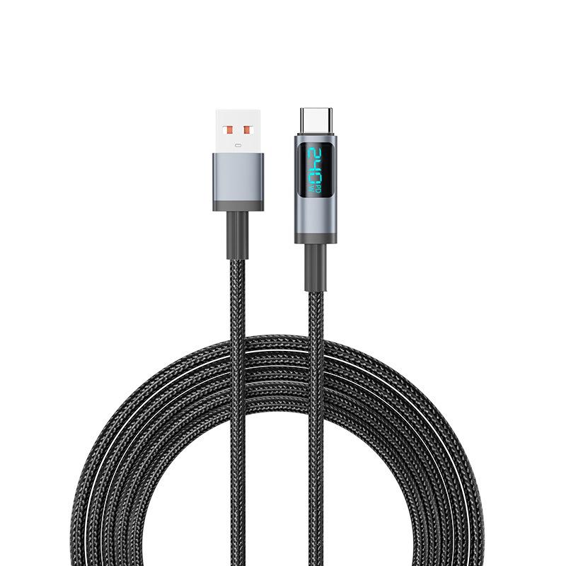 240W Fast Charging USB-C Cable with Digital Display for Apple, Huawei Laptops & Car Chargers