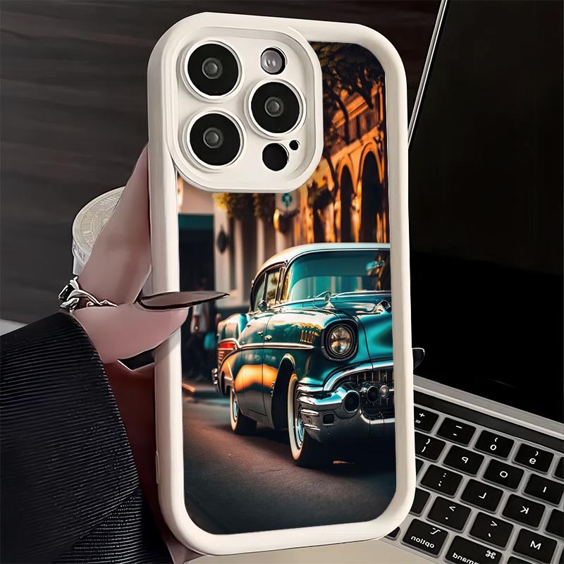 Phone Case for iPhone 17 Air 16E 15 16 Pro Max Classic Vintage Retro Car Cover 14 Plus 13 12 Mini Soft Shell Silicone Fundas