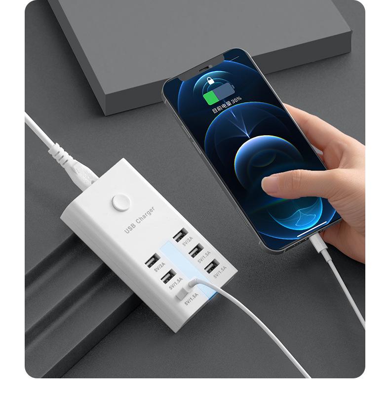 Travel Power Strip with Multi-USB Ports and Extension Cord