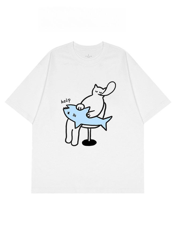 Catch A Big Fish Funny Office Anti Work T Shirt Unisex Unisex Summer Casual Breathable Crewneck Short Sleeve Meme Tees
