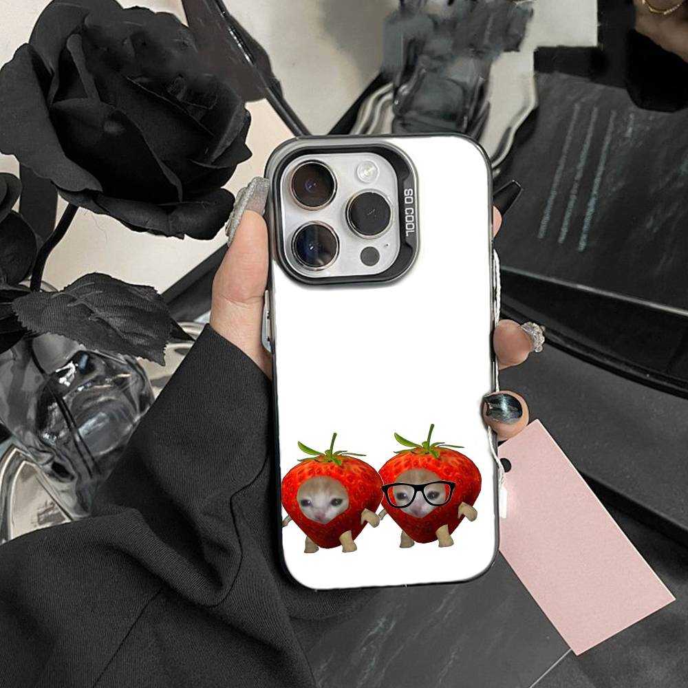 Big-eyed goofy CAT Mouse Phone Case For IPhone 16 17 15 14 12 13 Pro Max Black Color Shockproof Cover