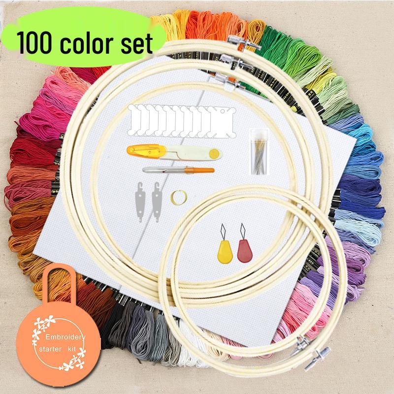 Cross-Stitch Embroidery Thread Set: 24-200 Polyester/Cotton Color Options