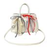 Pu Water Bucket Bag For Women With Bowknot Lace Stylish Handbag For Daily Use