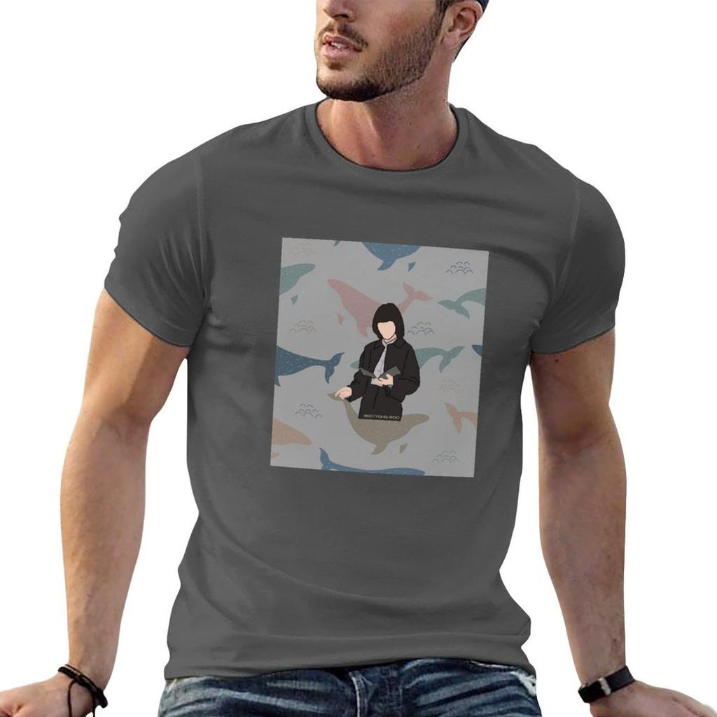 Woo Yong Woo Whales Background Tshirt Urban Style Casual Short Sleeve Top